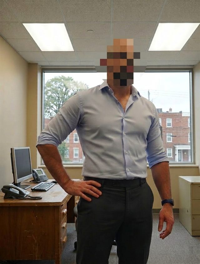 Hombre discreto y elegante, anfitrión de citas privadas en Almería, con el rostro difuminado para preservar el anonimato